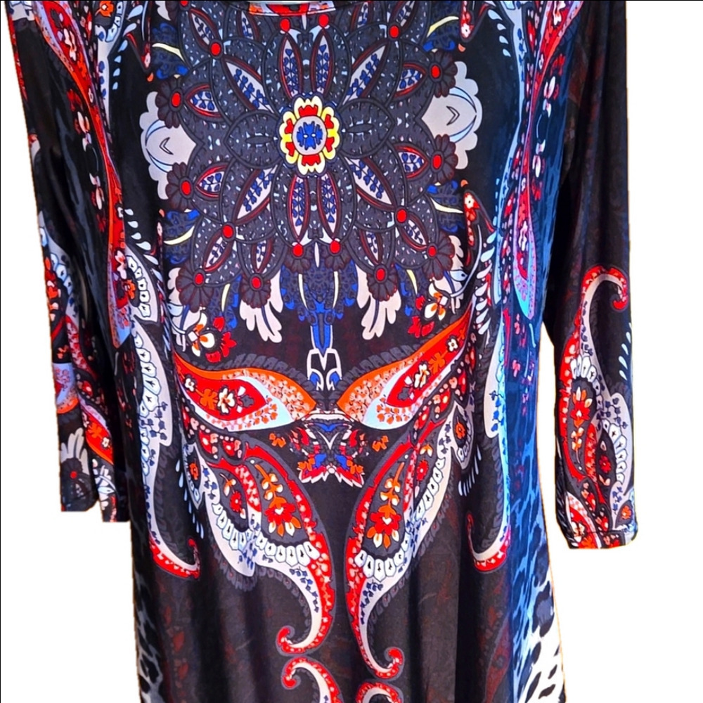White Mark Successfully Comfortable Women 2XL Vibrant Tunic Dress Boho Goth - Picture 3 of 11